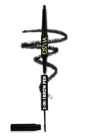 Waterproof 3-in-1 Eyebrow Gel Pen - Precision Tip - 3-in-1 Design - Black Shade- Exsivia