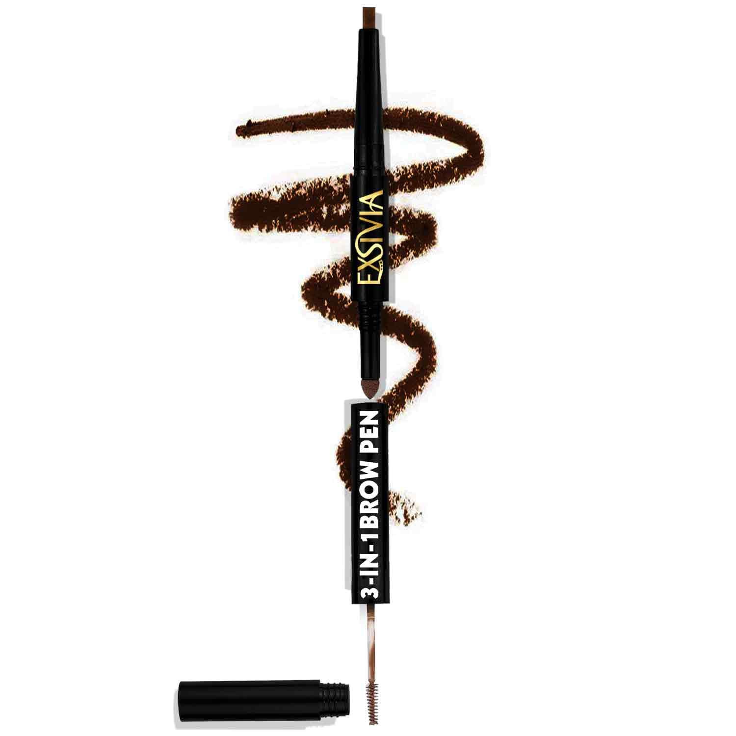 3-in-1 Eyebrow Gel Pen - Precision Tip - Waterproof - Dark Coffee -Exsivia
