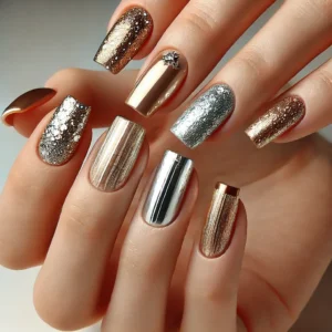 Metallic Moments Summer Nails Design 