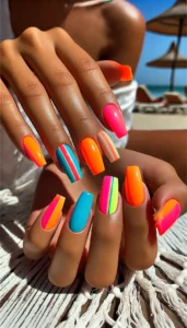 Neon Brilliance Summer Nails Design 