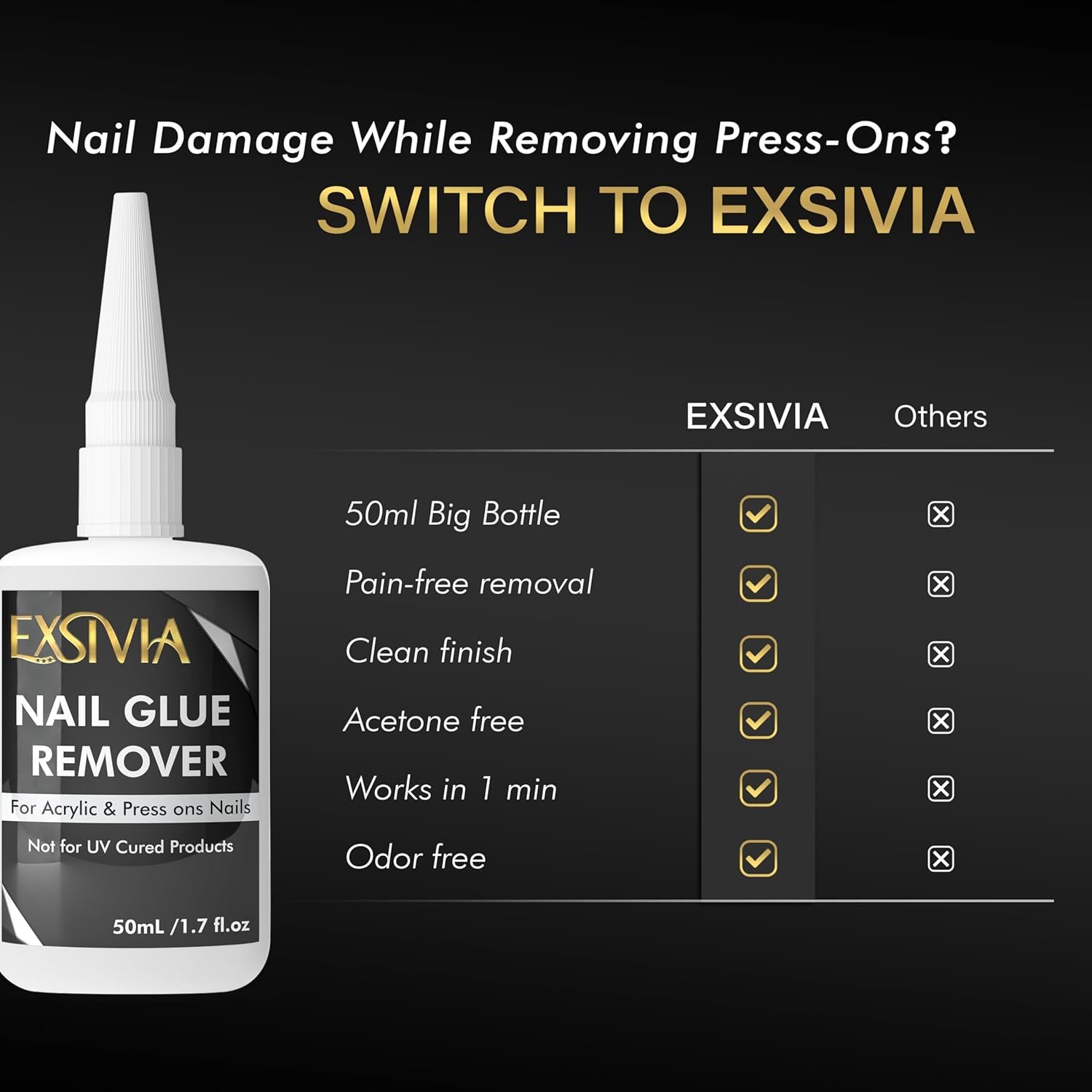Nail remover acetone free exsivia