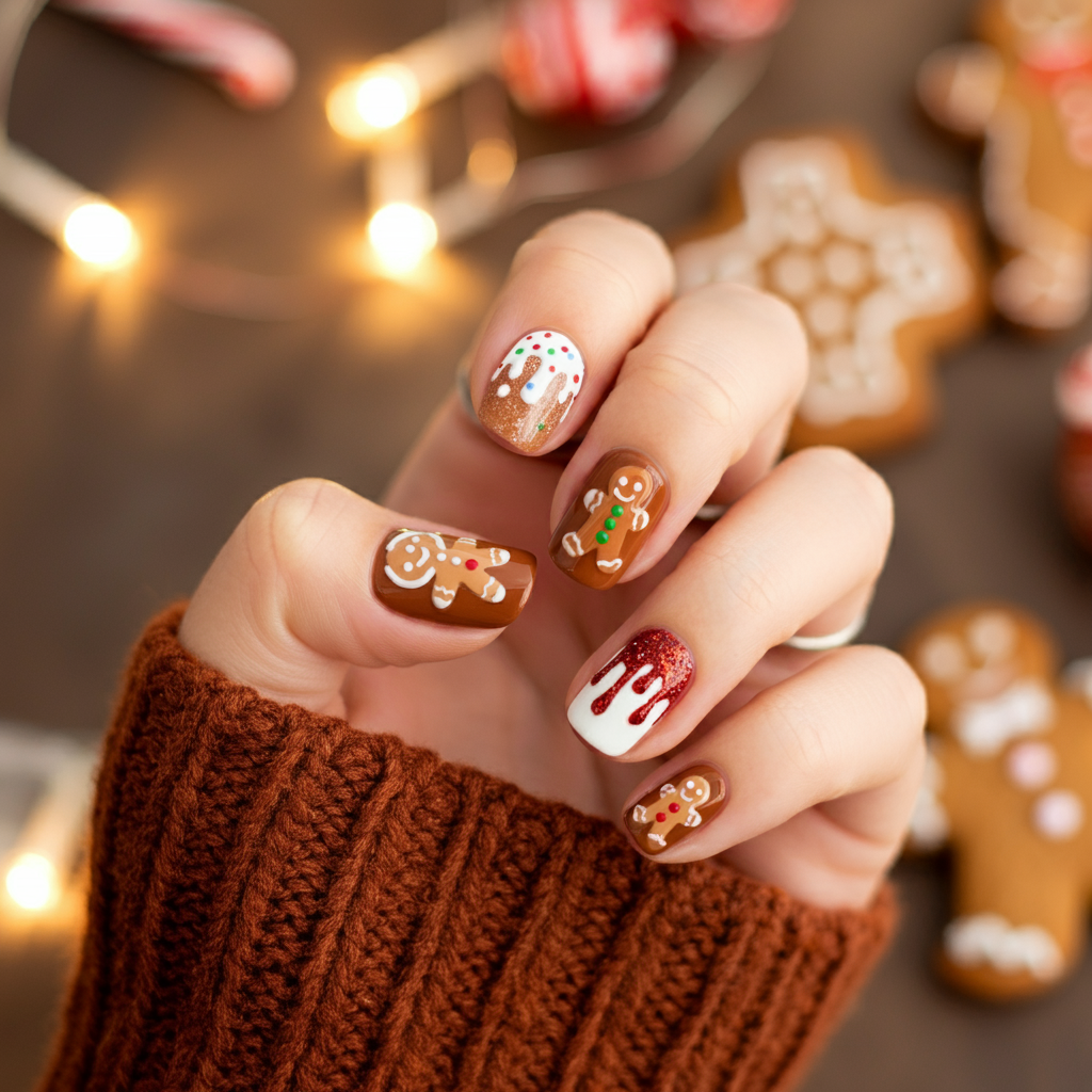 Top 10 Gingerbread Nails Art Ideas for the Holiday Season